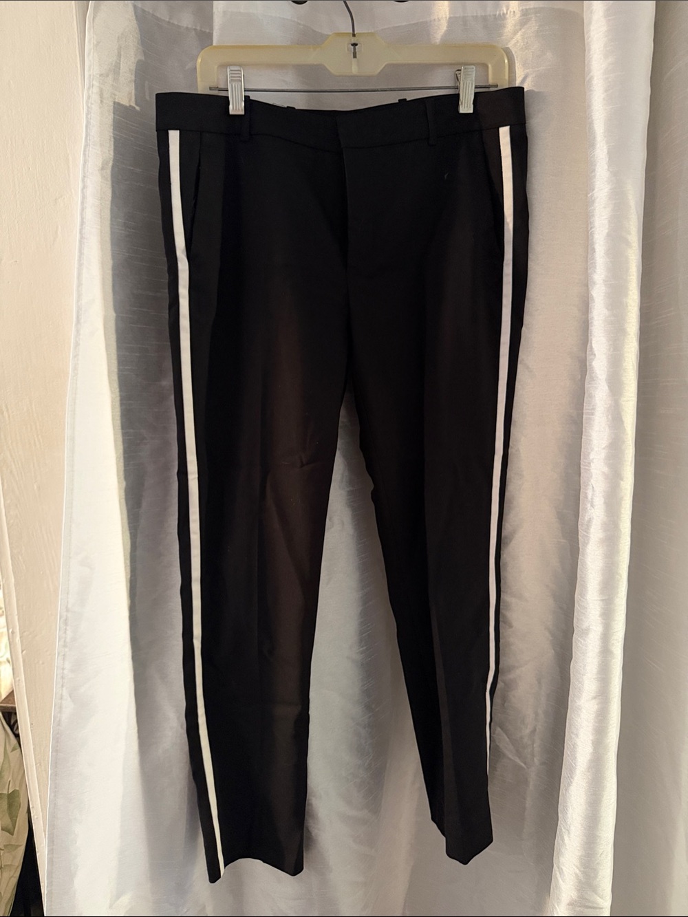 Zara Black Women’s Dress Pants with White Side Stripe